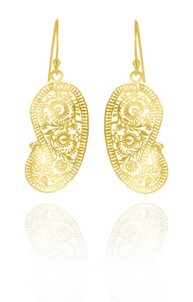 18K Gold Plated Small Matte Paisley Earrings