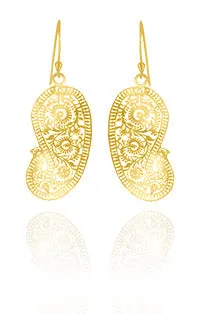 18K Gold Plated Small Matte Paisley Earrings