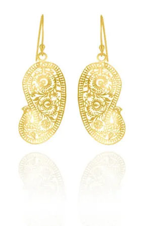 18K Gold Plated Small Matte Paisley Earrings