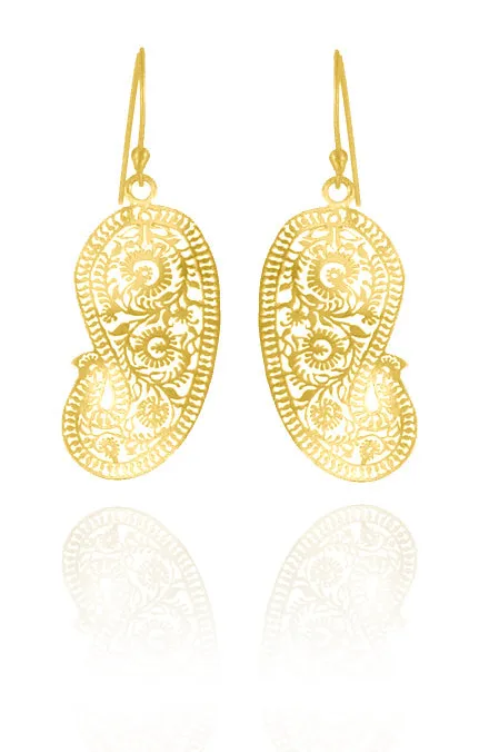 18K Gold Plated Small Matte Paisley Earrings