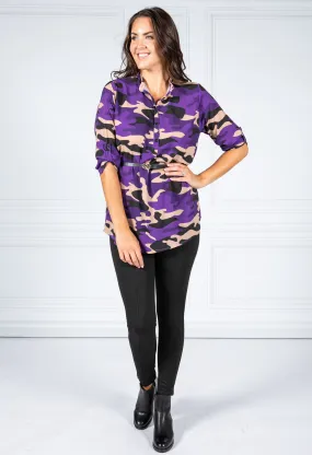 Belt Camo Shirt in Deep Purple