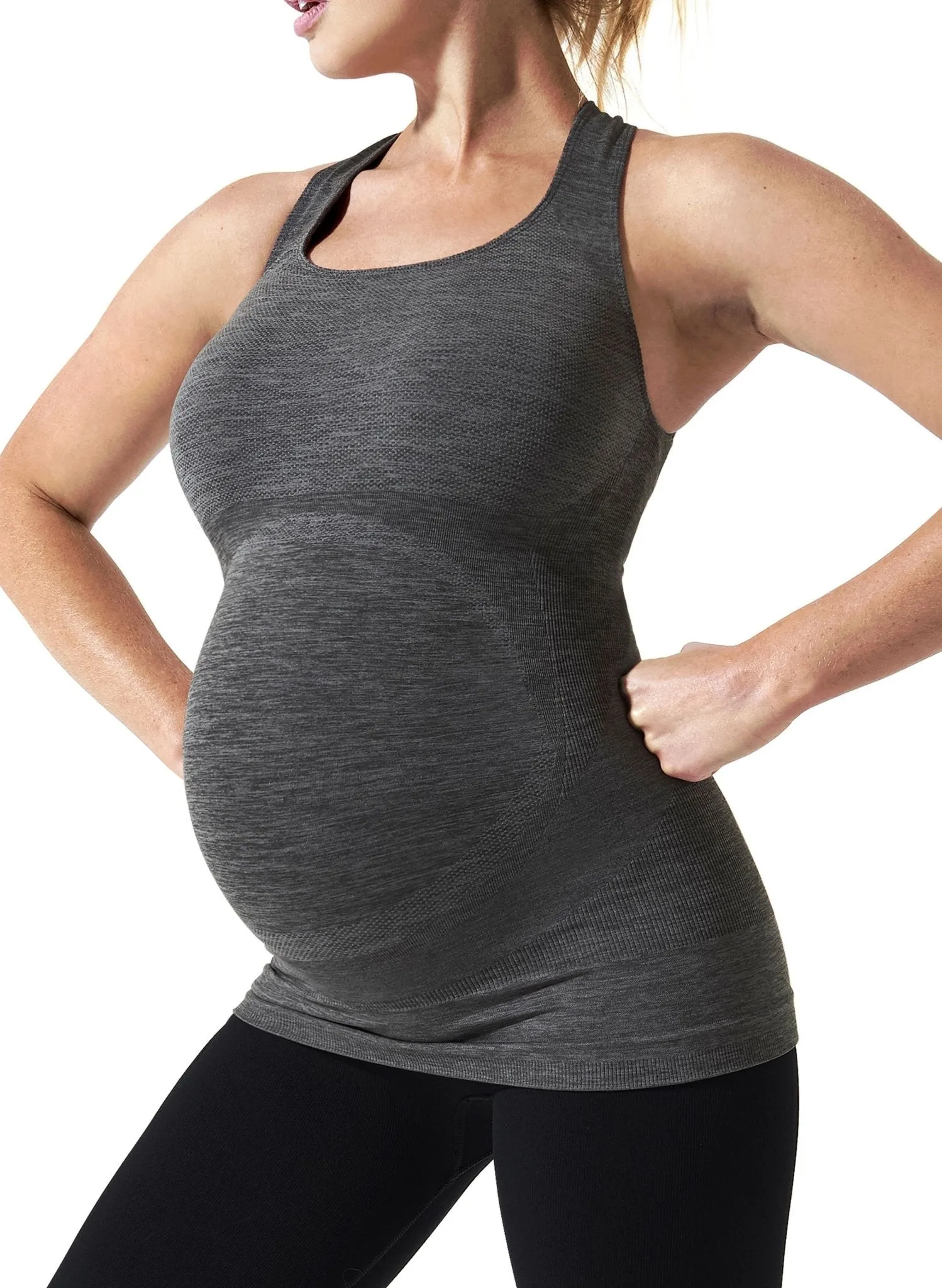 BLANQI Sport-Support Maternity Crossback Tank - Dark Grey