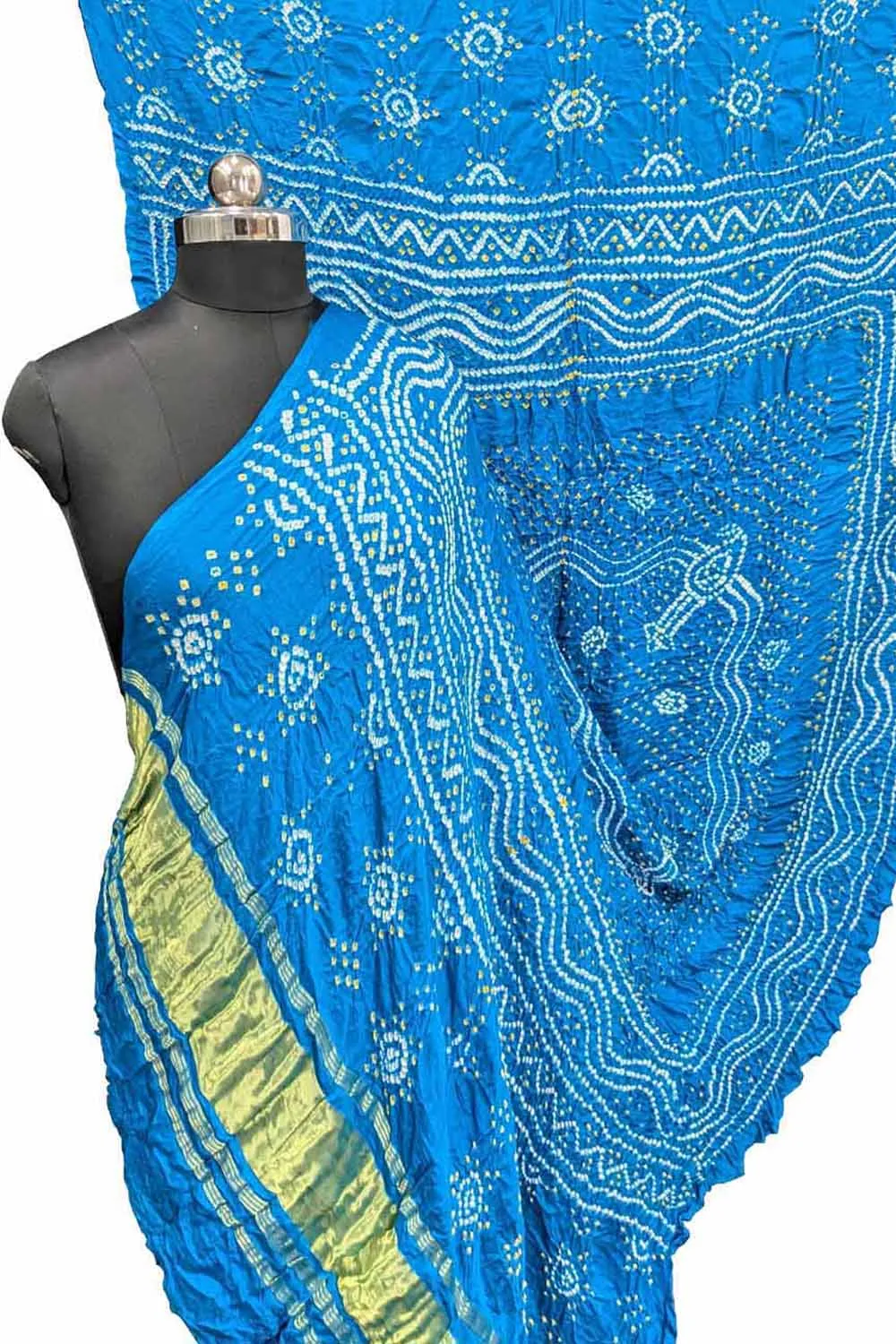 Blue Bandhani Gajji Silk Dupatta - Pure Elegance