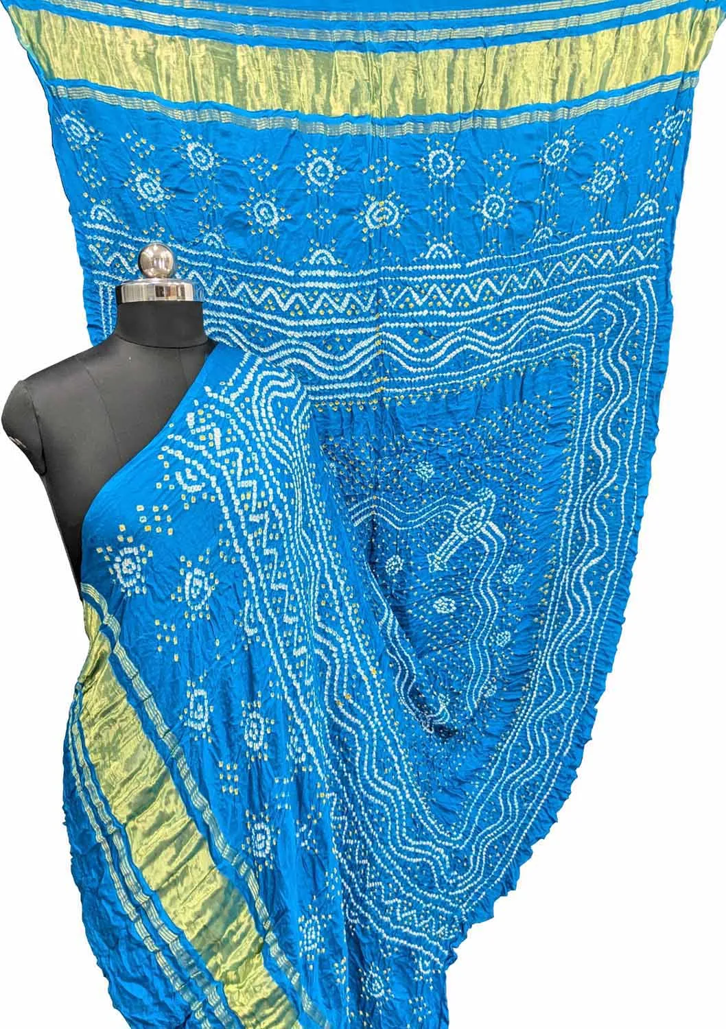 Blue Bandhani Gajji Silk Dupatta - Pure Elegance