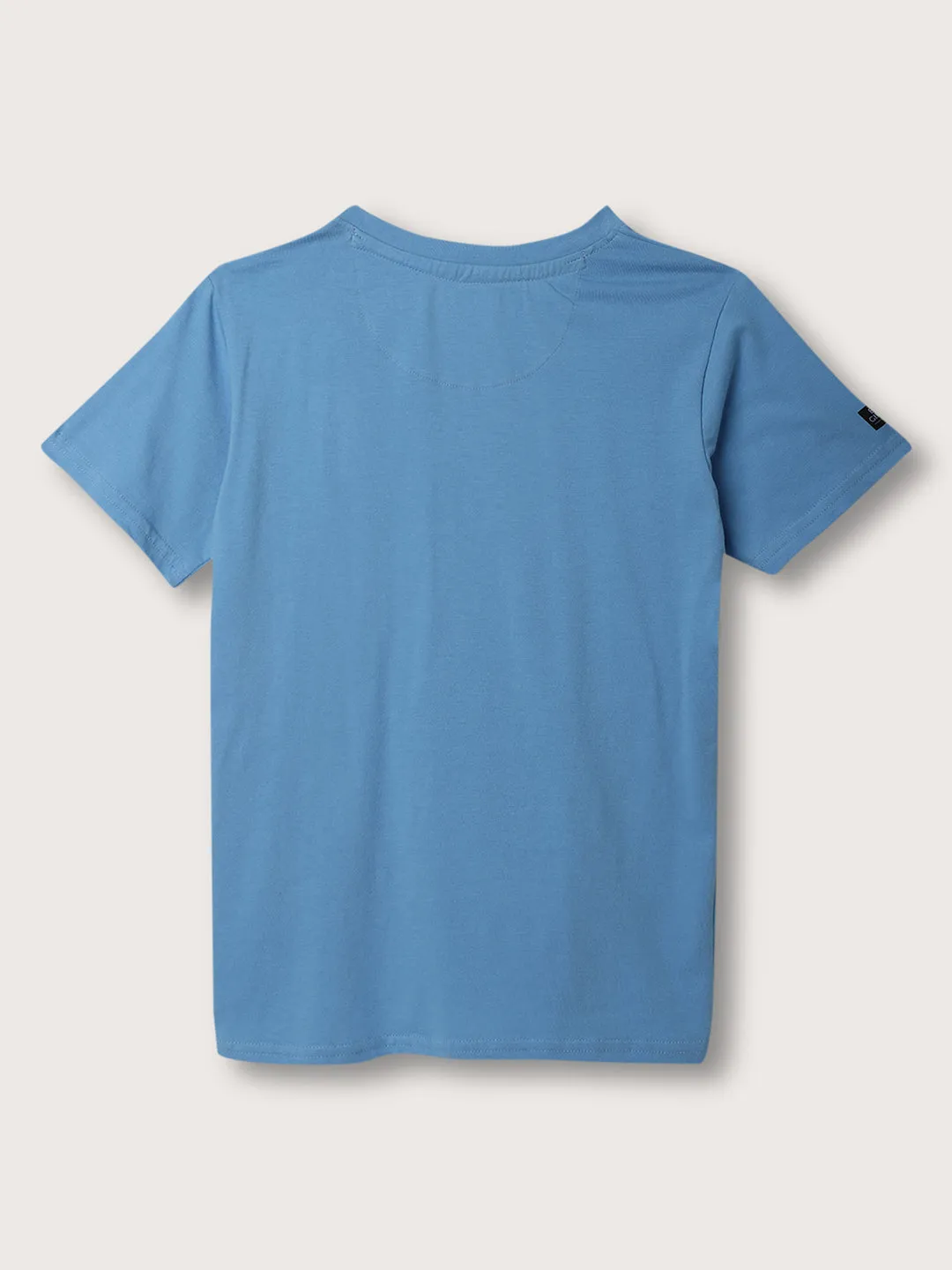 Blue Giraffe Boys Blue Solid Round Neck TShirt