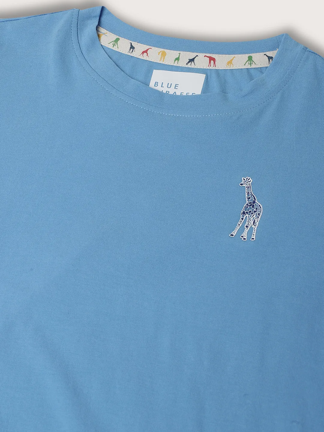 Blue Giraffe Boys Blue Solid Round Neck TShirt