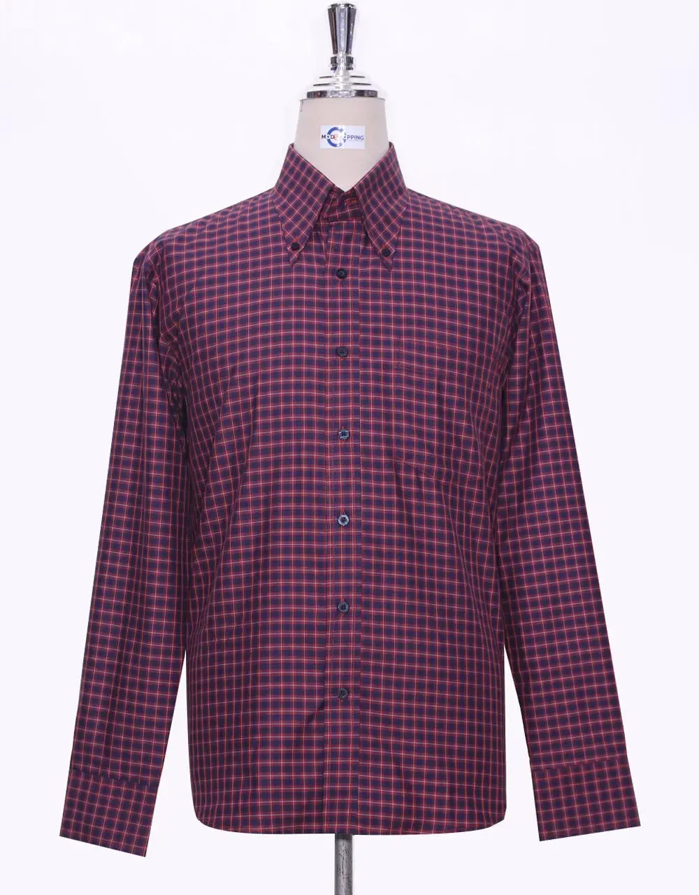 Button Down Shirt Red And Navy Gingham Check Shirt