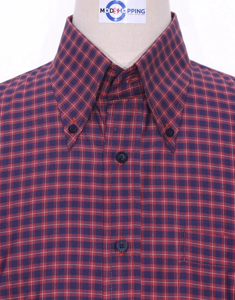 Button Down Shirt Red And Navy Gingham Check Shirt