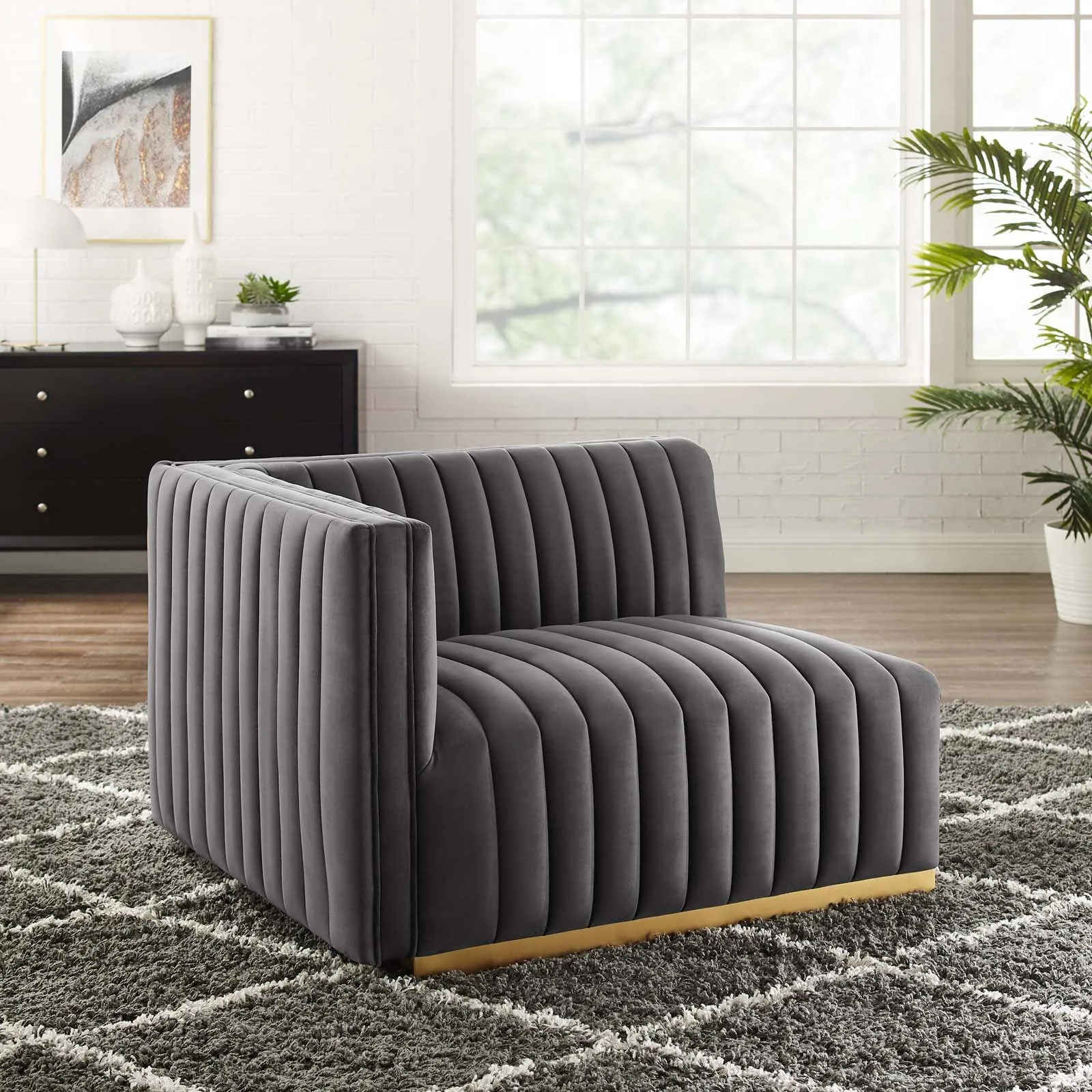 Conjure Channel Tufted Performance Velvet Left-Arm Chair by Modway