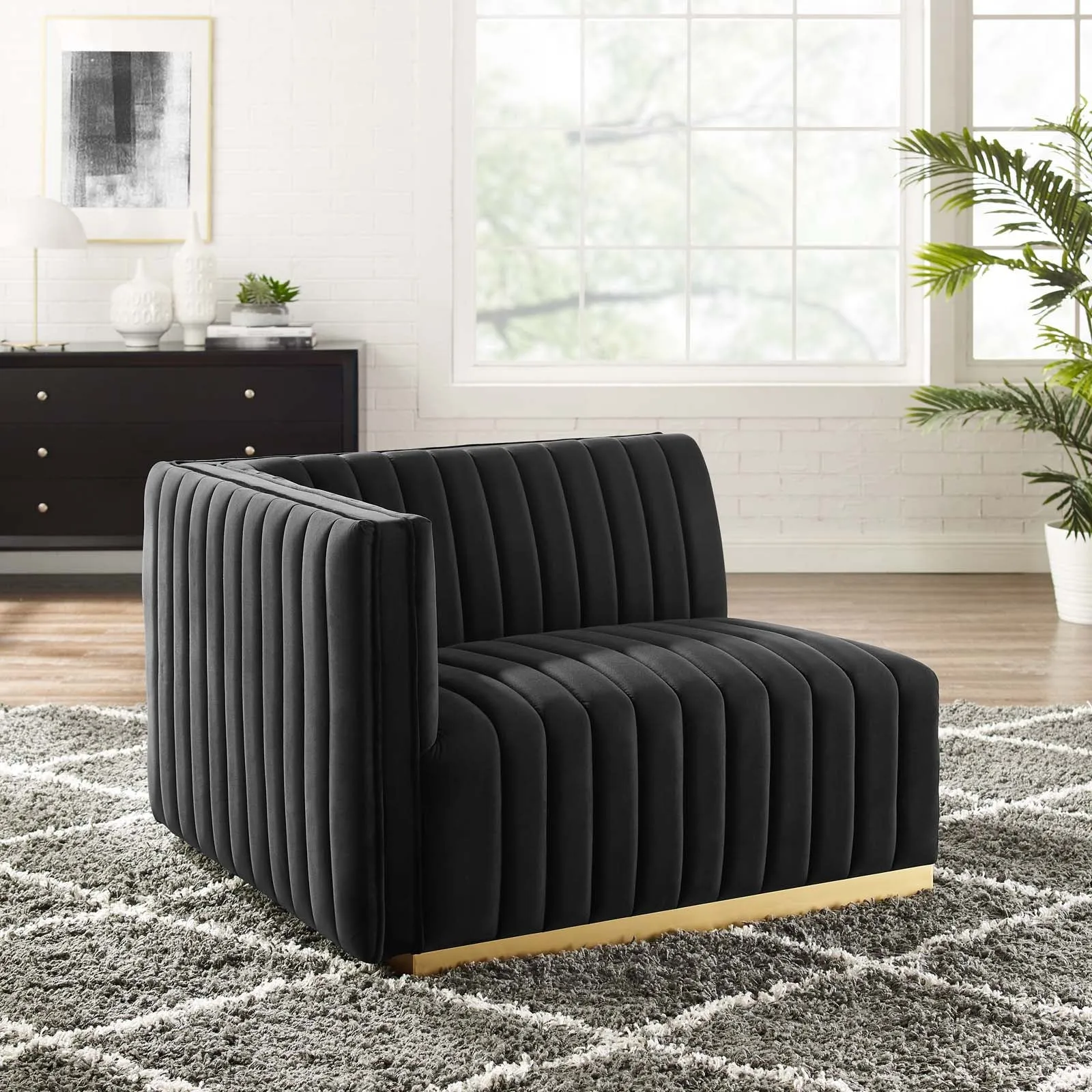 Conjure Channel Tufted Performance Velvet Left-Arm Chair by Modway