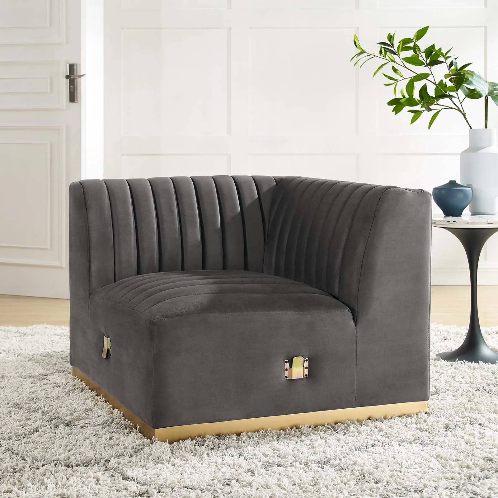 Conjure Channel Tufted Performance Velvet Left Corner Chair by Modway