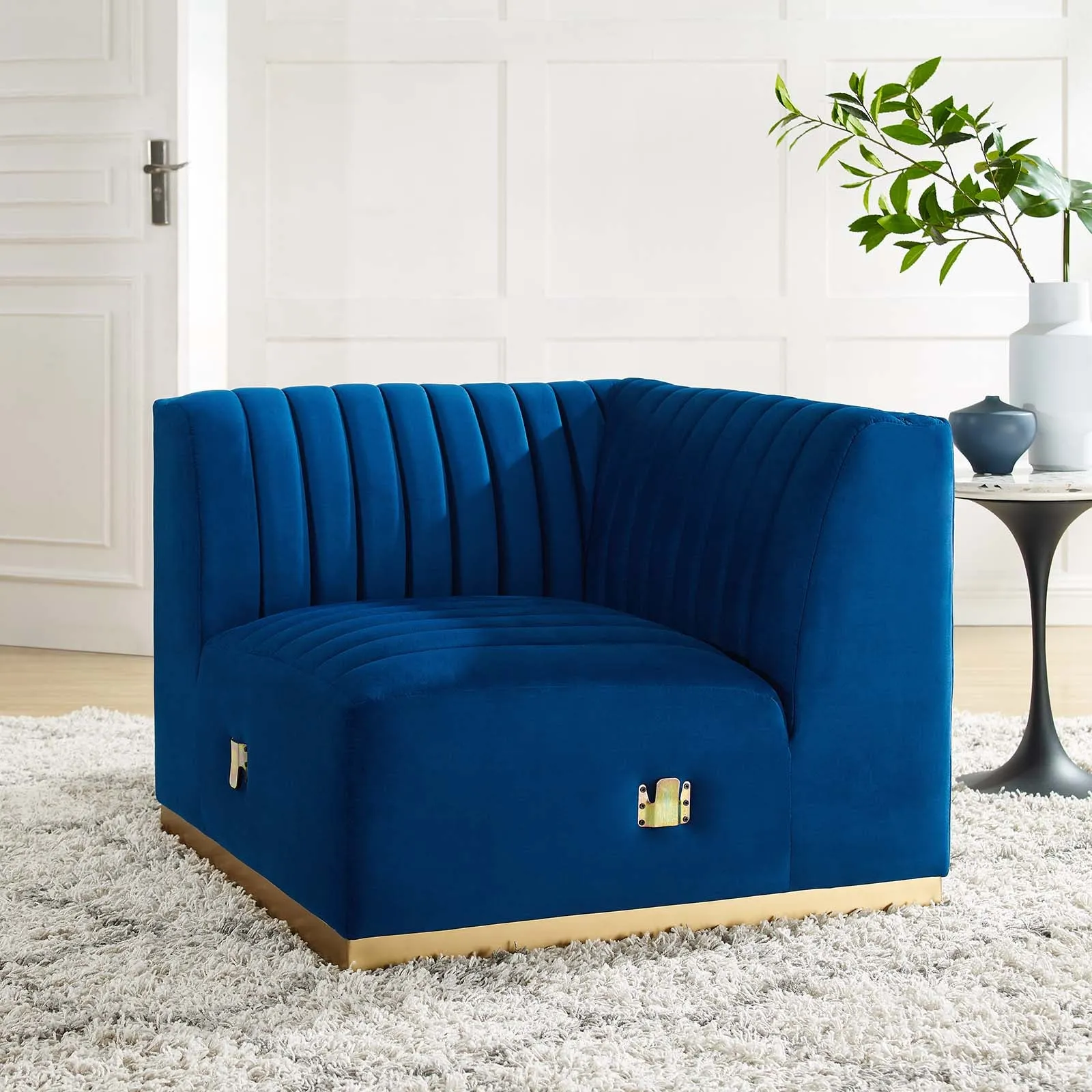 Conjure Channel Tufted Performance Velvet Left Corner Chair by Modway