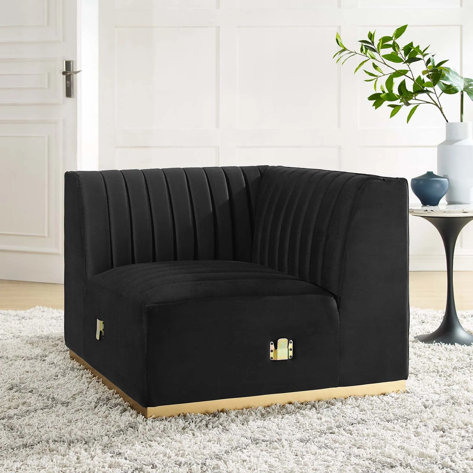 Conjure Channel Tufted Performance Velvet Left Corner Chair by Modway