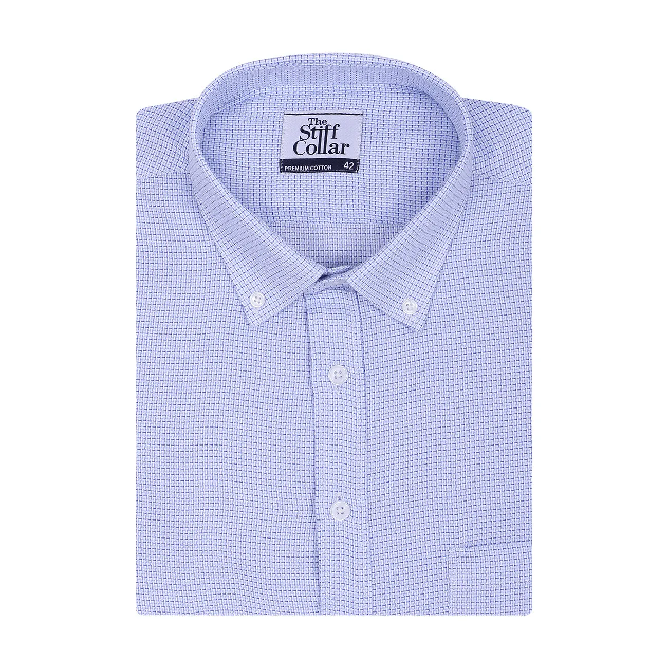 Curacao Blue Dobby Wrinkle-free Button Down 2 Ply Giza Cotton Shirt