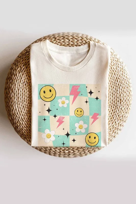 DAISY SMILEY CHECKER GRAPHIC TEE PLUS SIZE