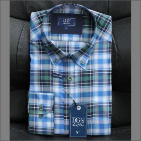 Drifter Ivano Green, Blue Check Shirt<>