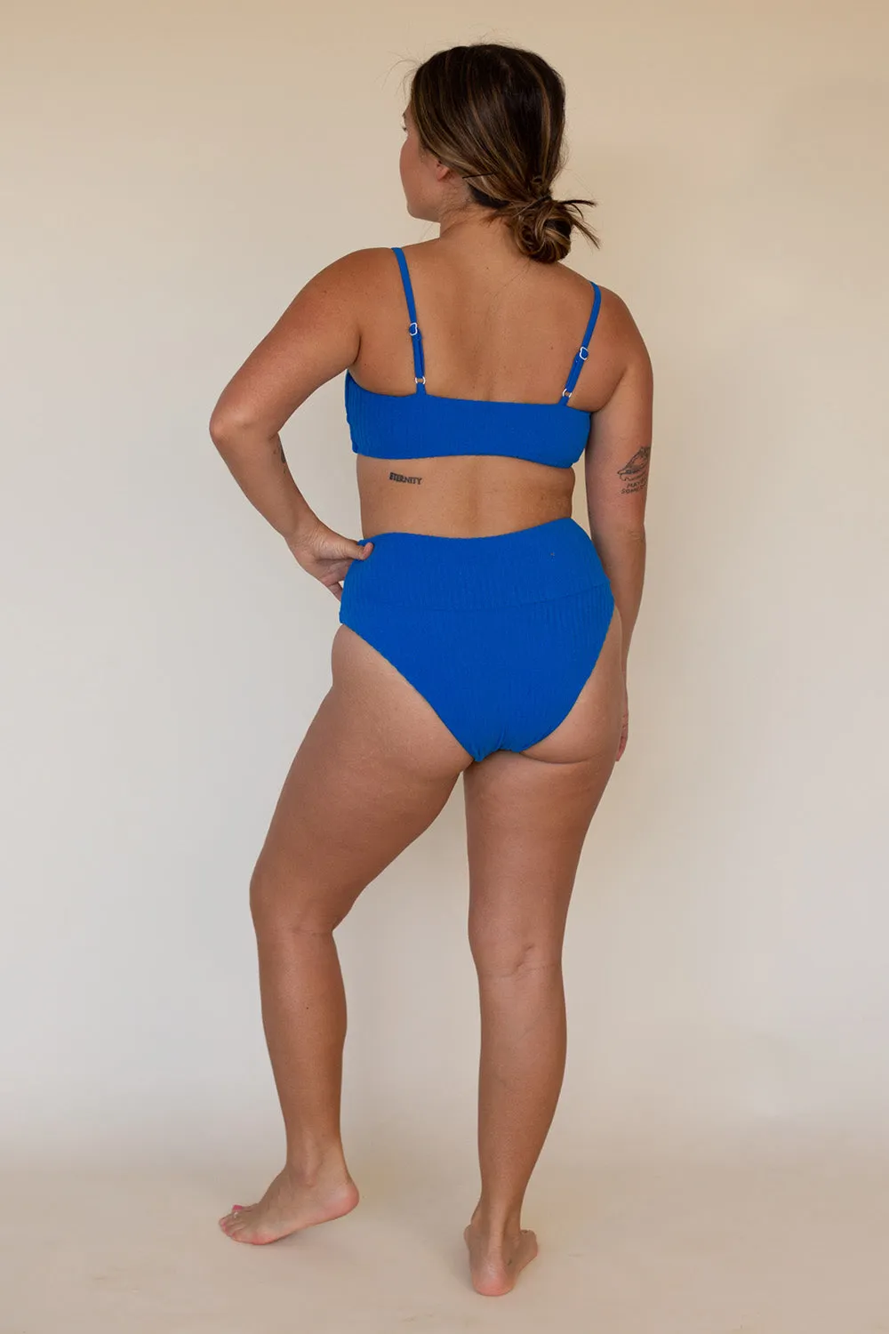 Effortless Swim Ava Top in Terry Ribbed Lapis