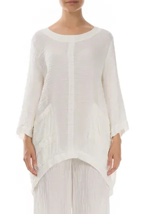 Evergreen Longer Back Crinkled Off White Tunic