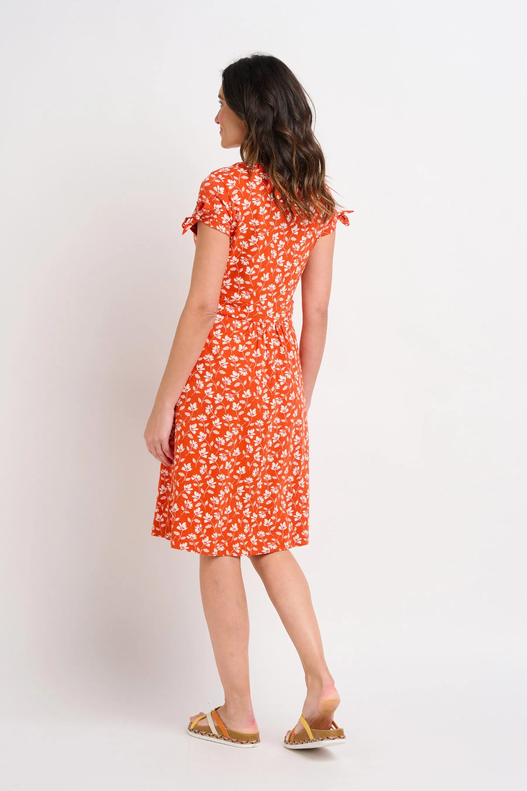 Floating Floral Tie Sleeve Dress