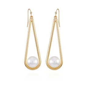 Goldtone Pearl Drop Dangle Earrings