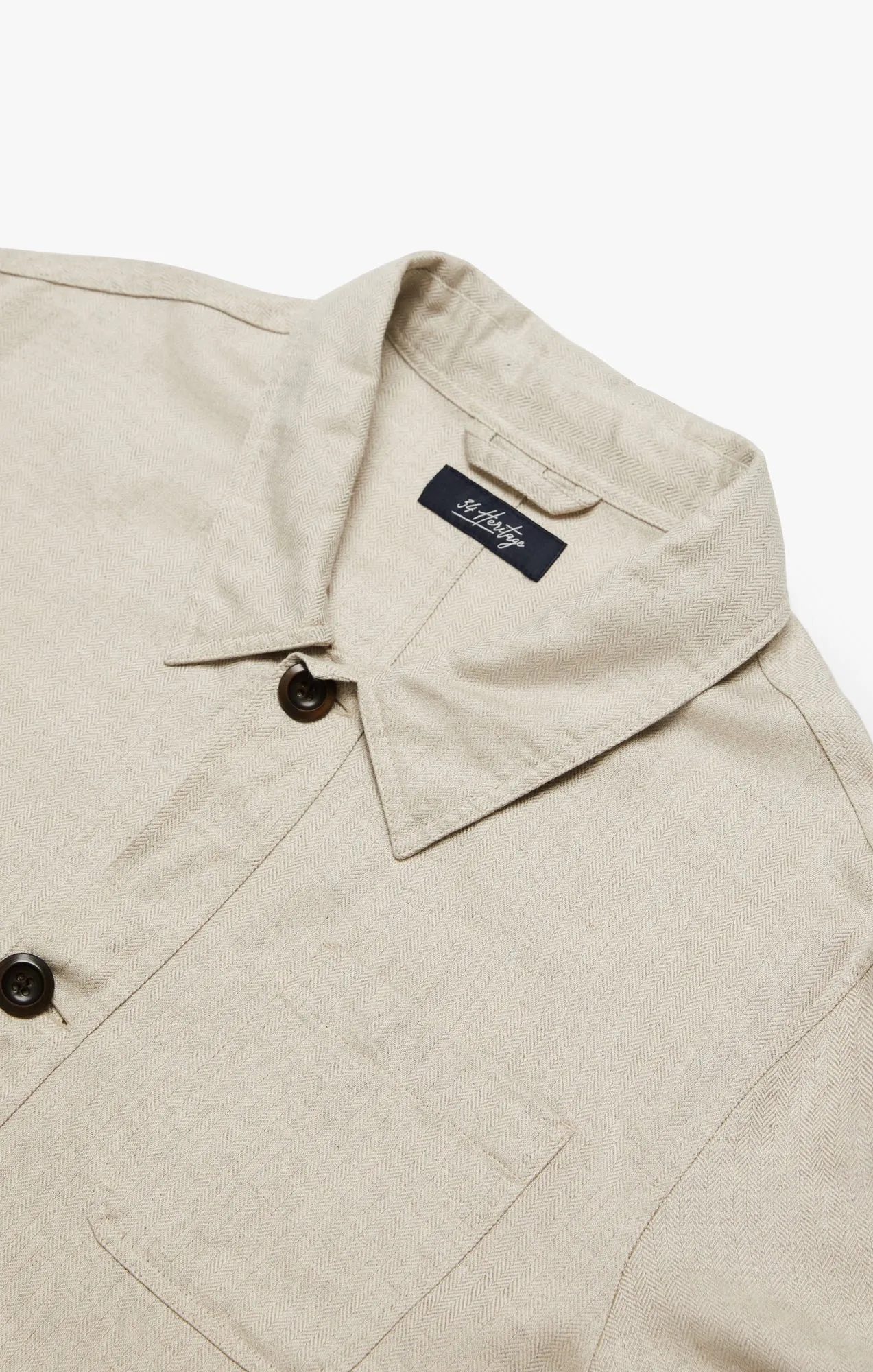 Herringbone Overshirt In Beige