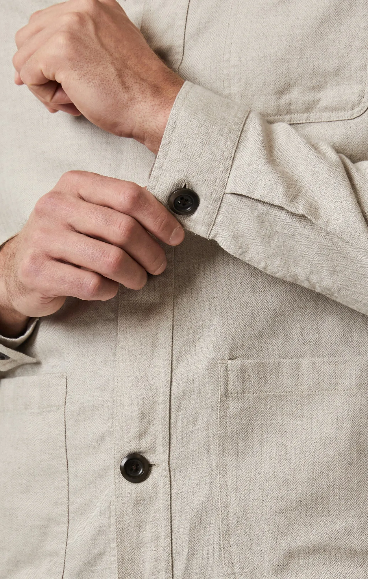 Herringbone Overshirt In Beige