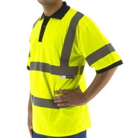 High Visibility Birdseye Mesh Short Sleeve Polo Shirt - ANSI 3, Reflective Striping