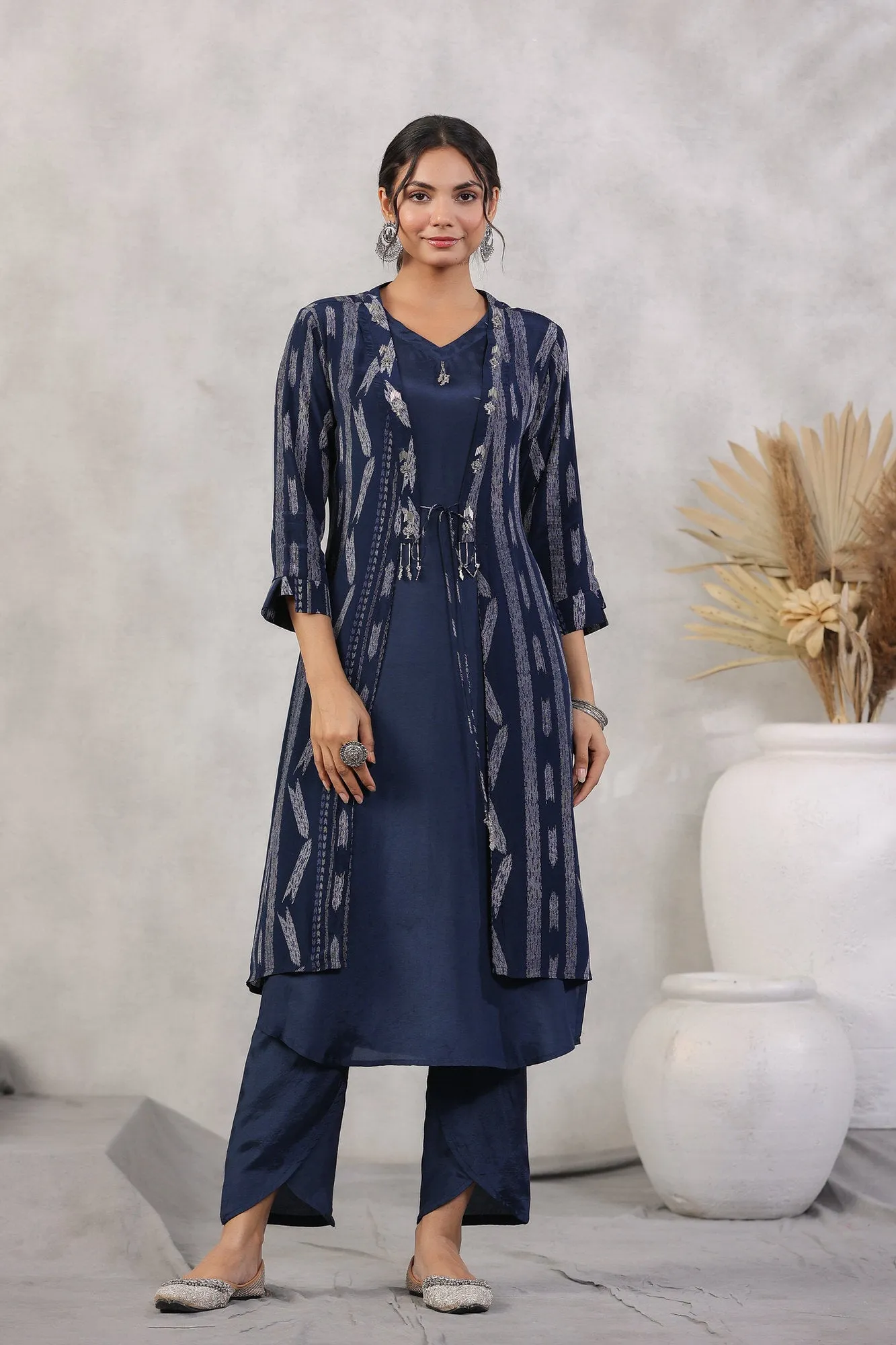 Indigo Maritime Silk Three Piece Coord Set