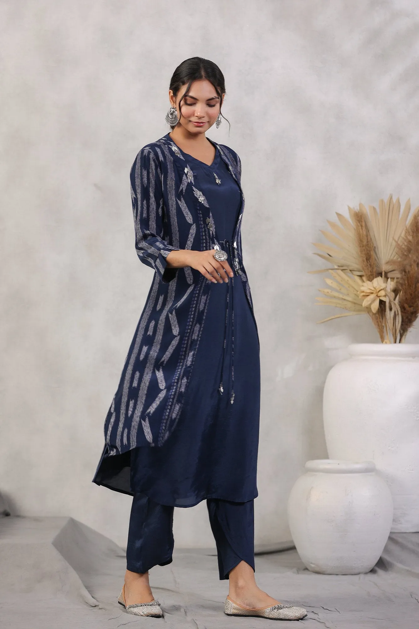 Indigo Maritime Silk Three Piece Coord Set