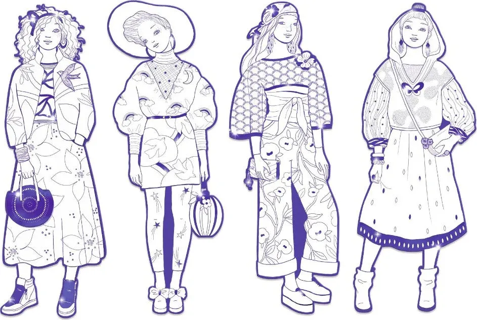 Les Demoiselles Zaho & Friends Fashion Colouring Paper Dolls