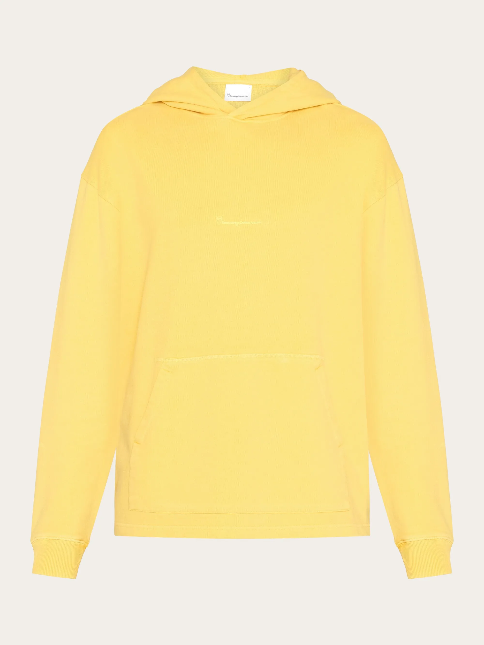 Loose fit hood sweat with logo chest print - GOTS/Vegan - Misted Yellow