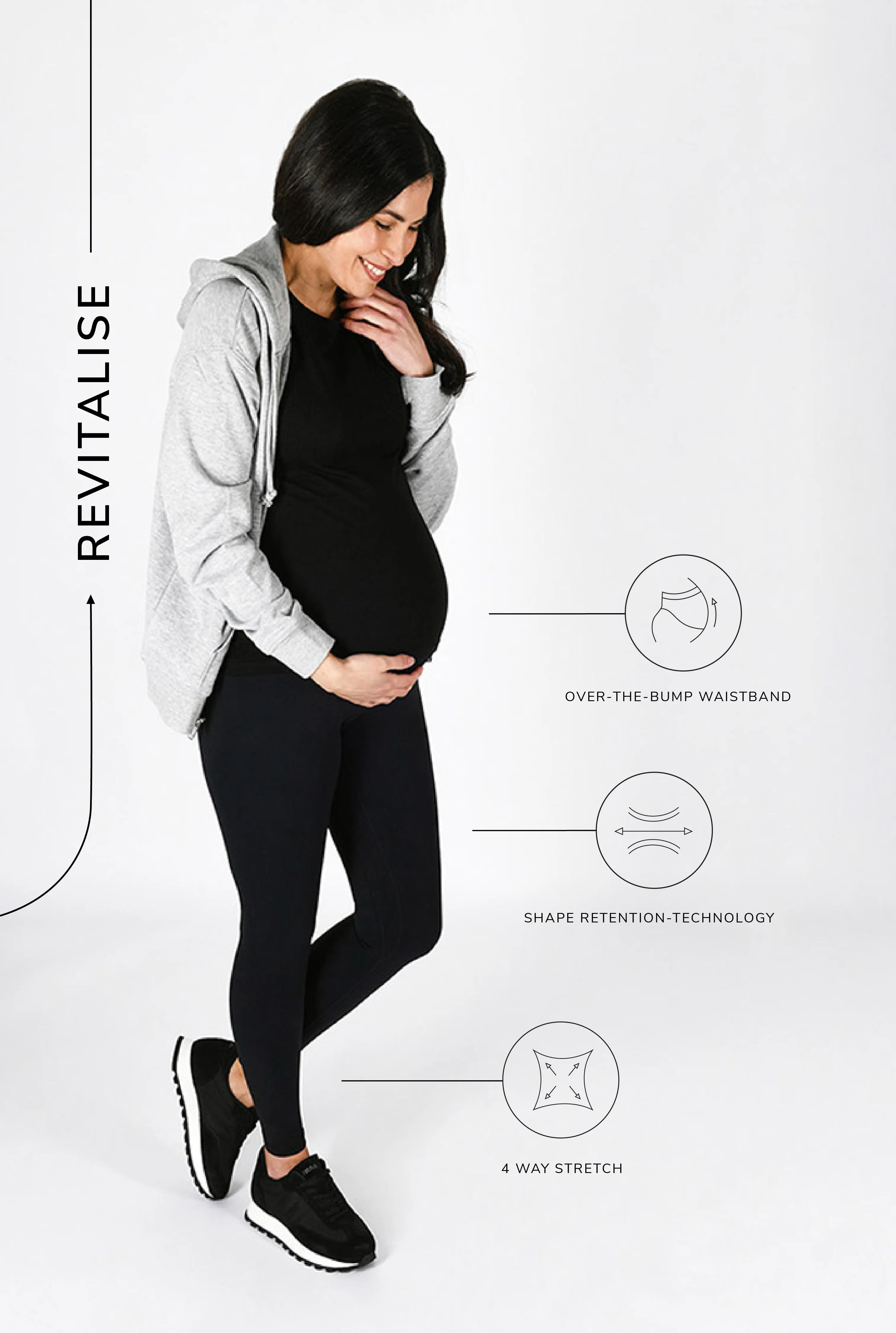 Maternity Revitalise Leggings - Midnight Black