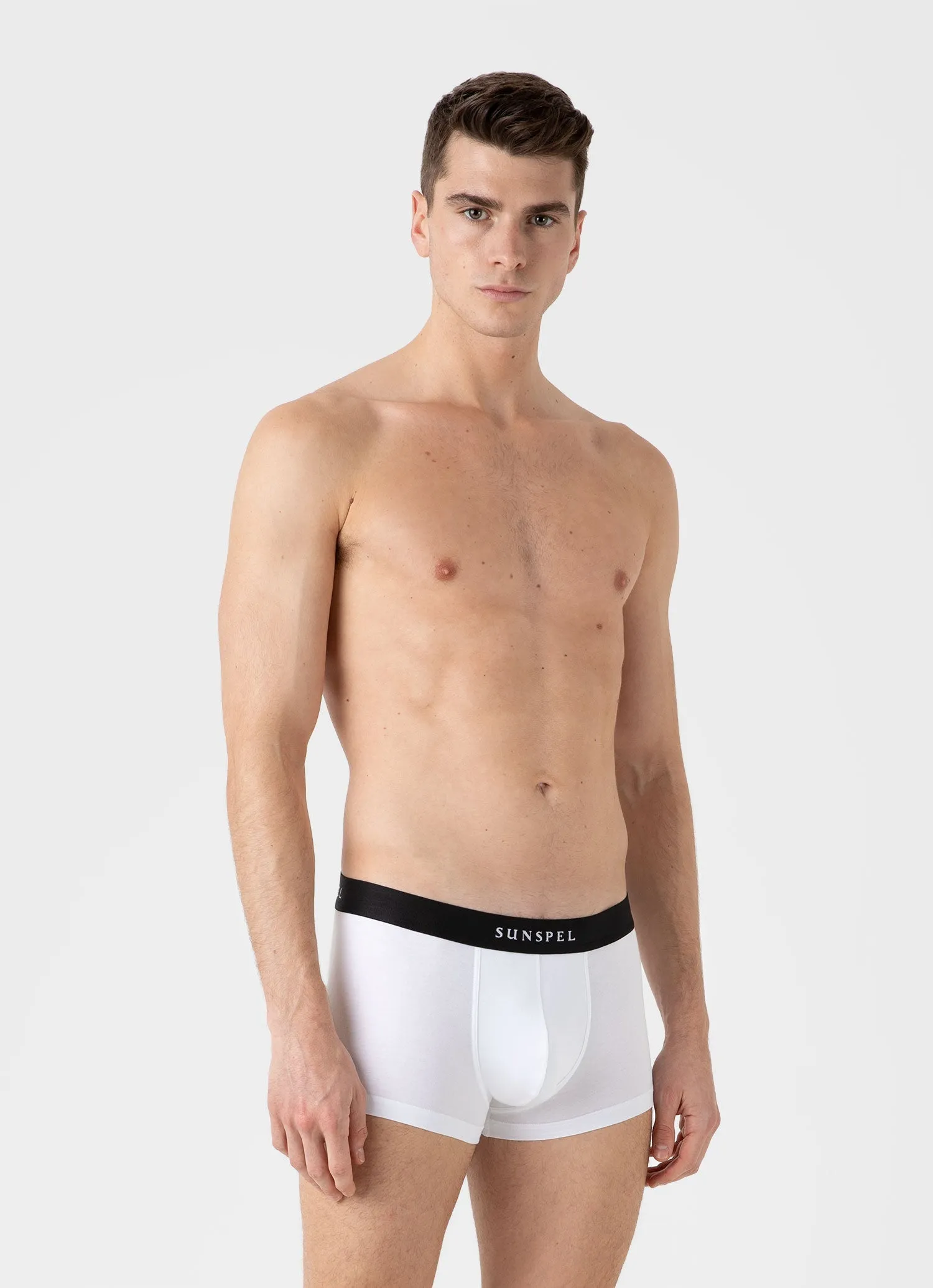 Men's Logo Stretch Cotton Trunks in White/Black