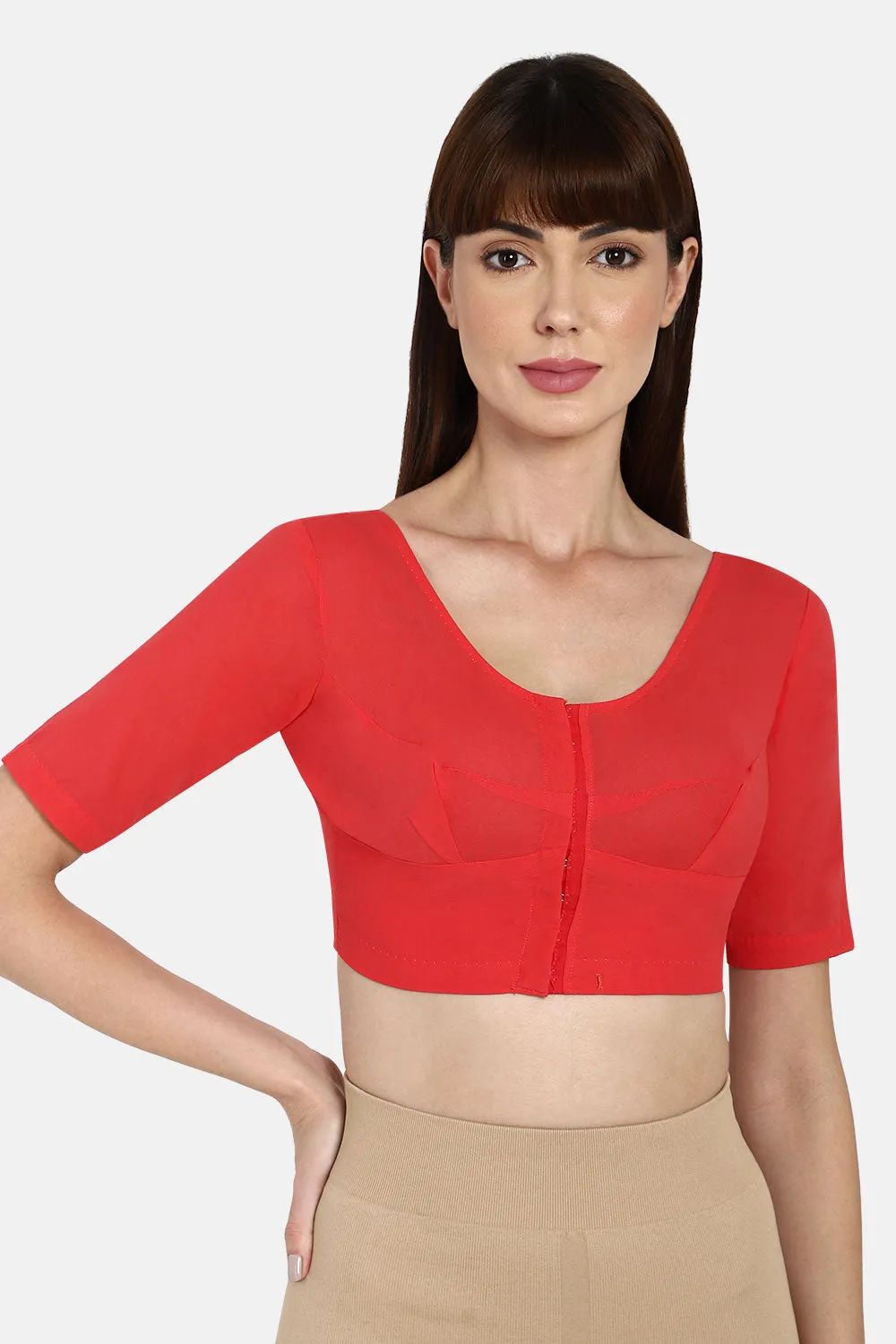 Naidu Hall Round neck long sleeve blouse - Coral