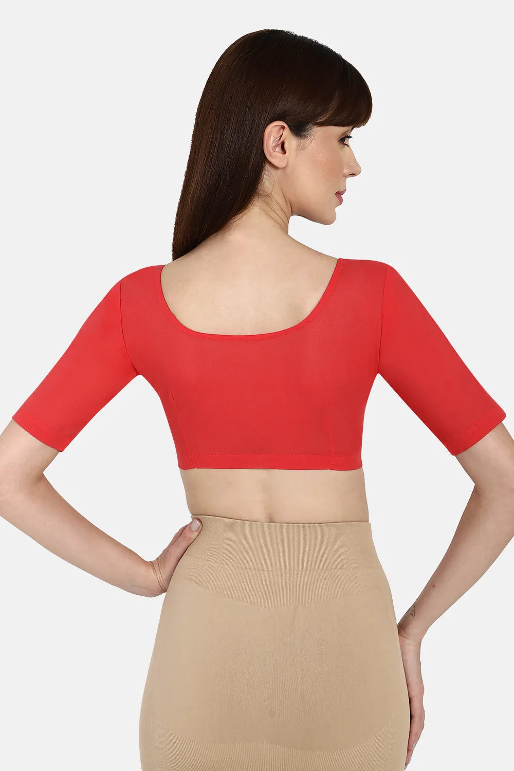 Naidu Hall Round neck long sleeve blouse - Coral