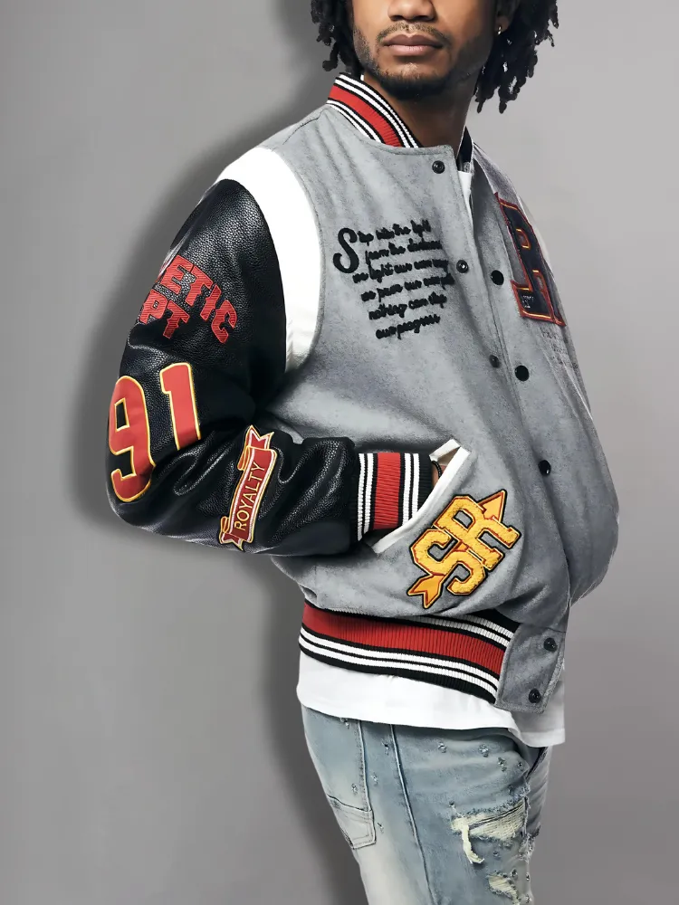 New Century Embroidered Varsity Jacket