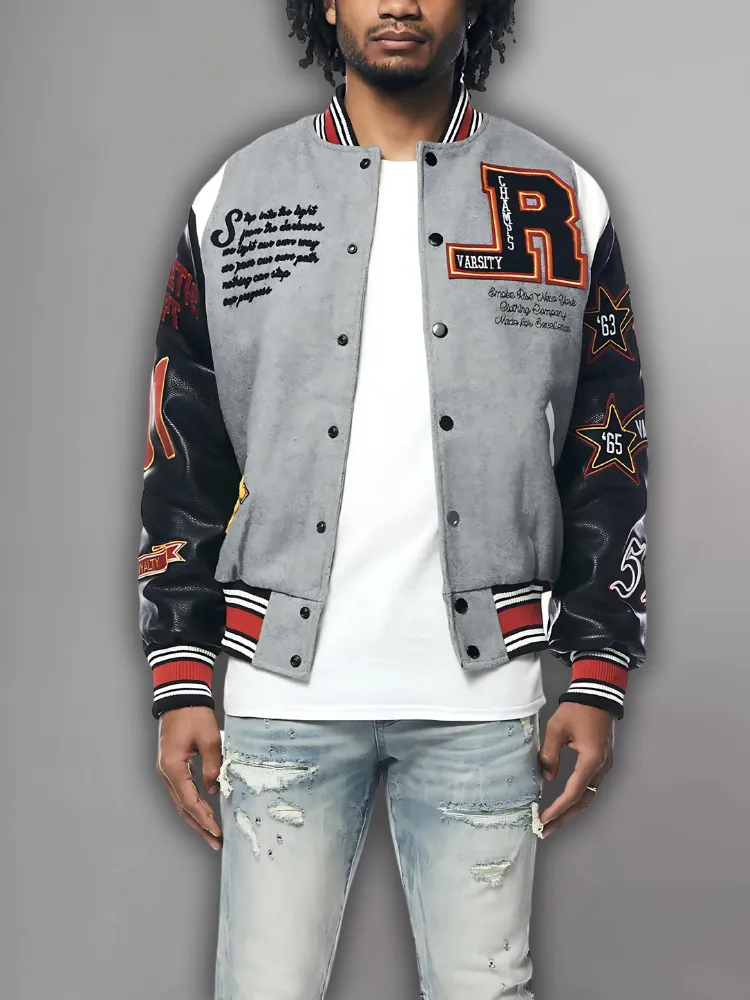 New Century Embroidered Varsity Jacket