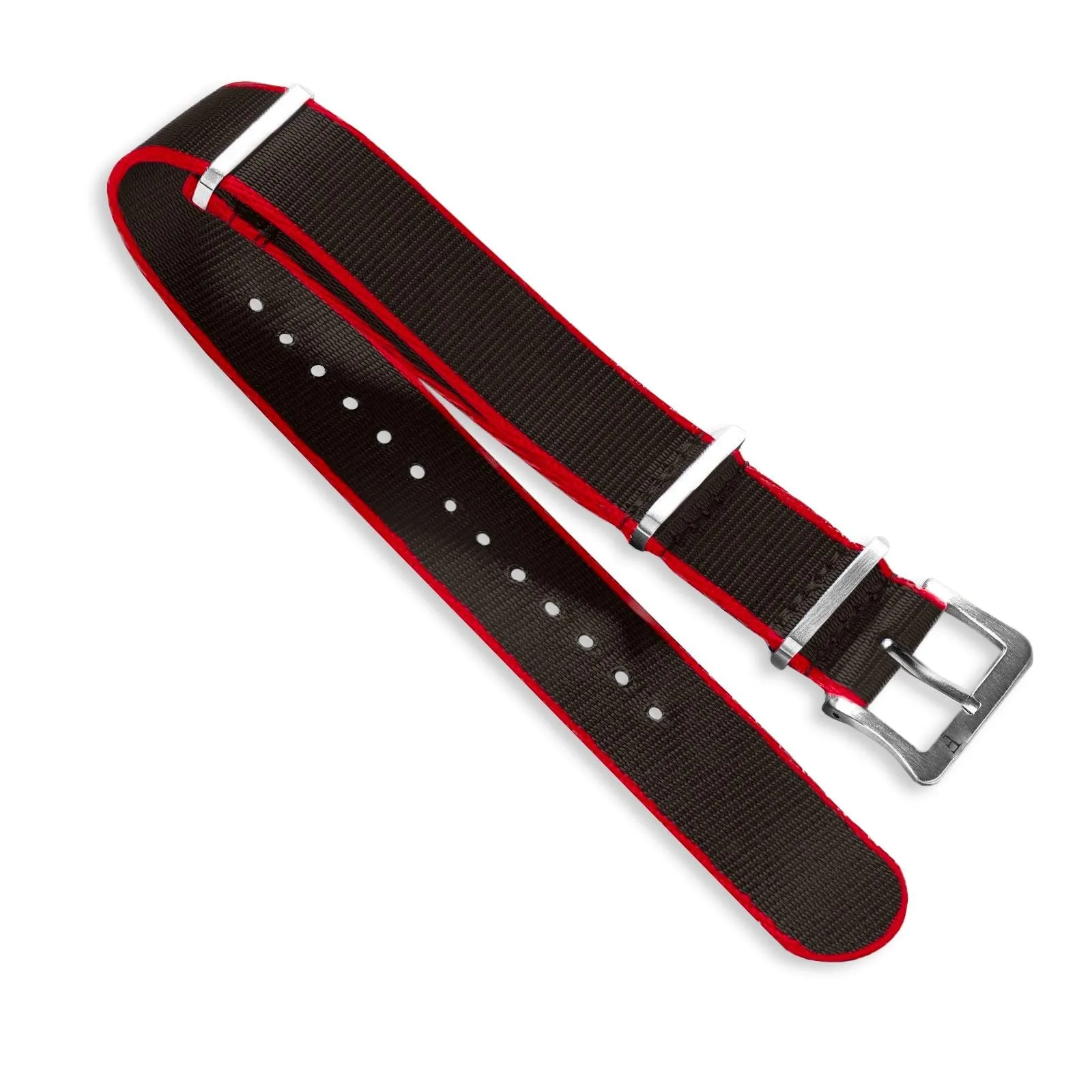 Nylon Watch Strap Black / Red 22 MM