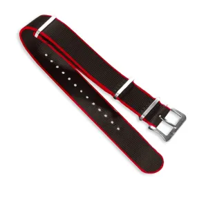 Nylon Watch Strap Black / Red 22 MM