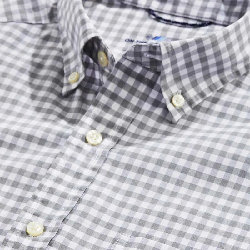 On The Go Gingham Long Sleeve Woven Button Down