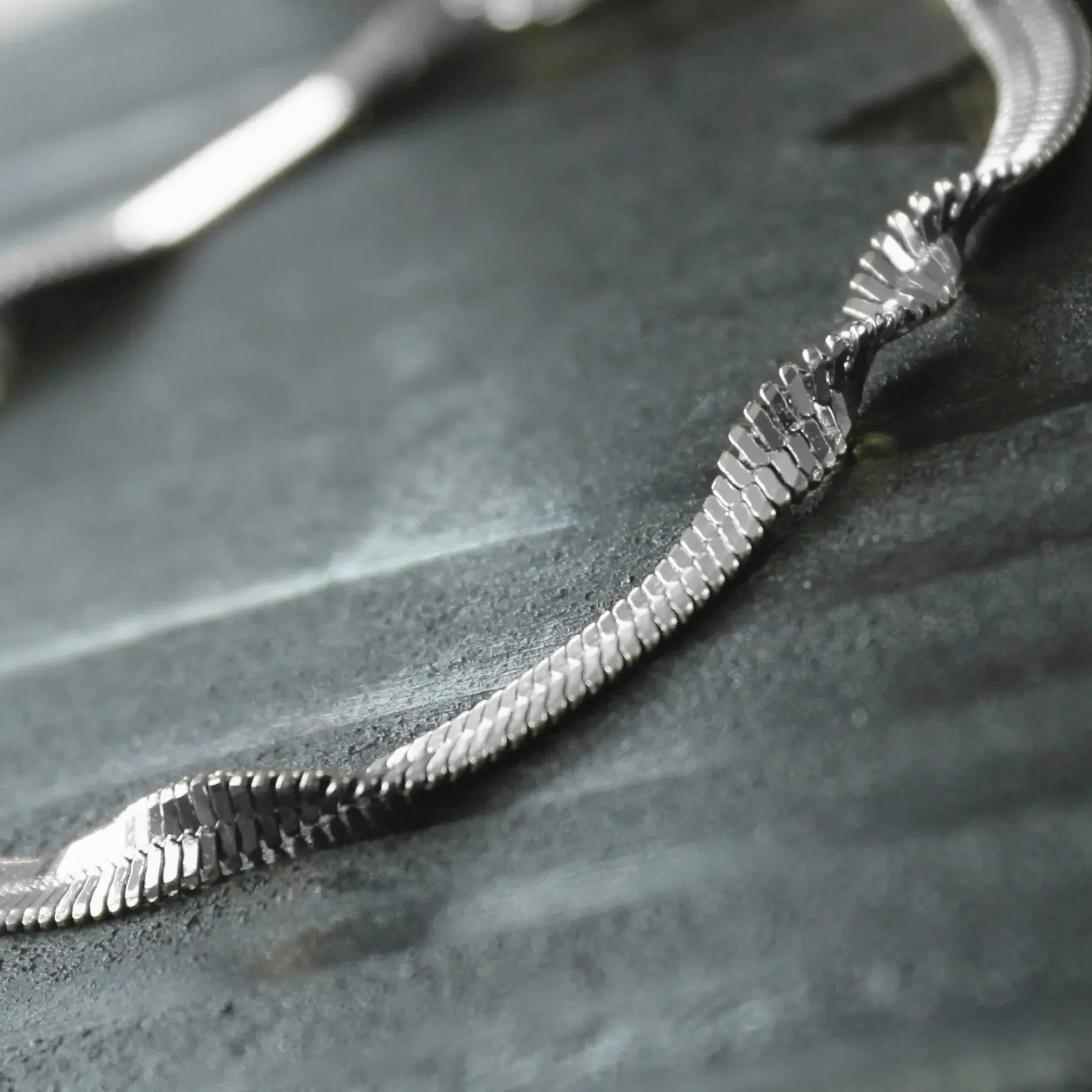 Passion Waterproof Twisted 2mm Herringbone Bracelet Silver Plating