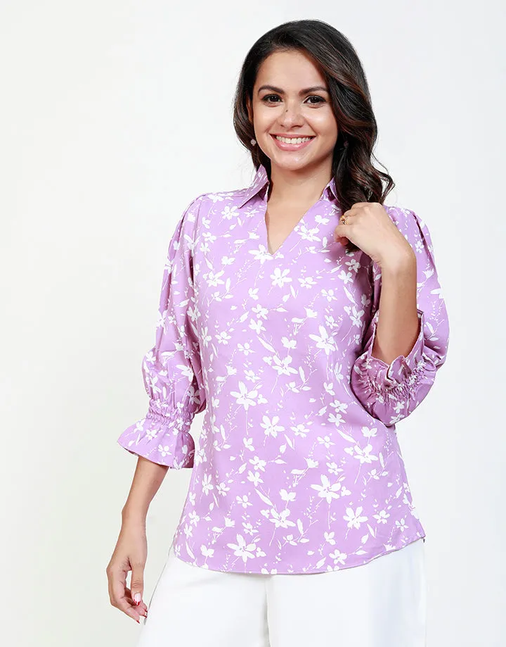 Printed Top with ¾ Sleeves