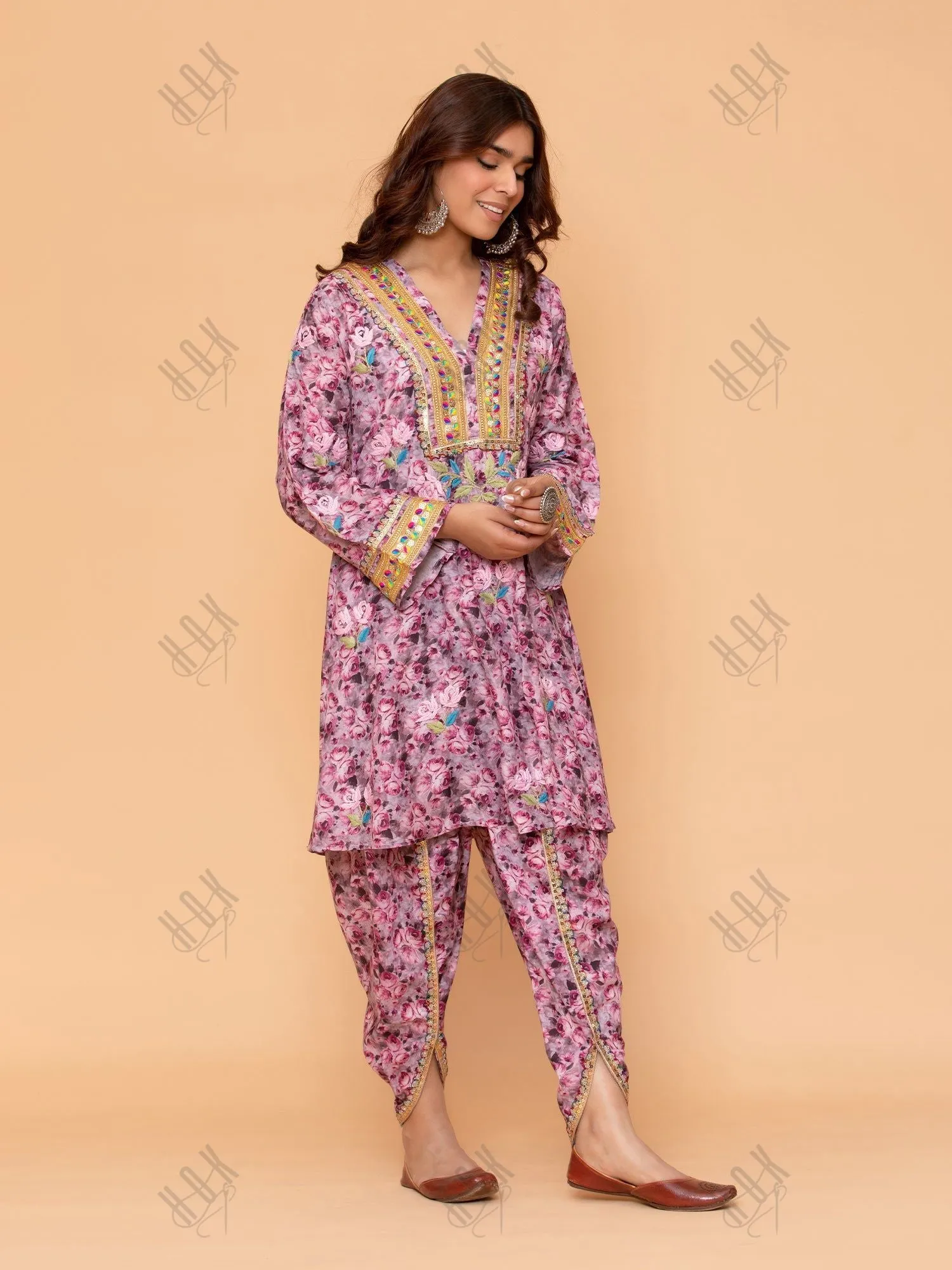 Saba Chikankari Kurta Set in Muslin Silk - Pink