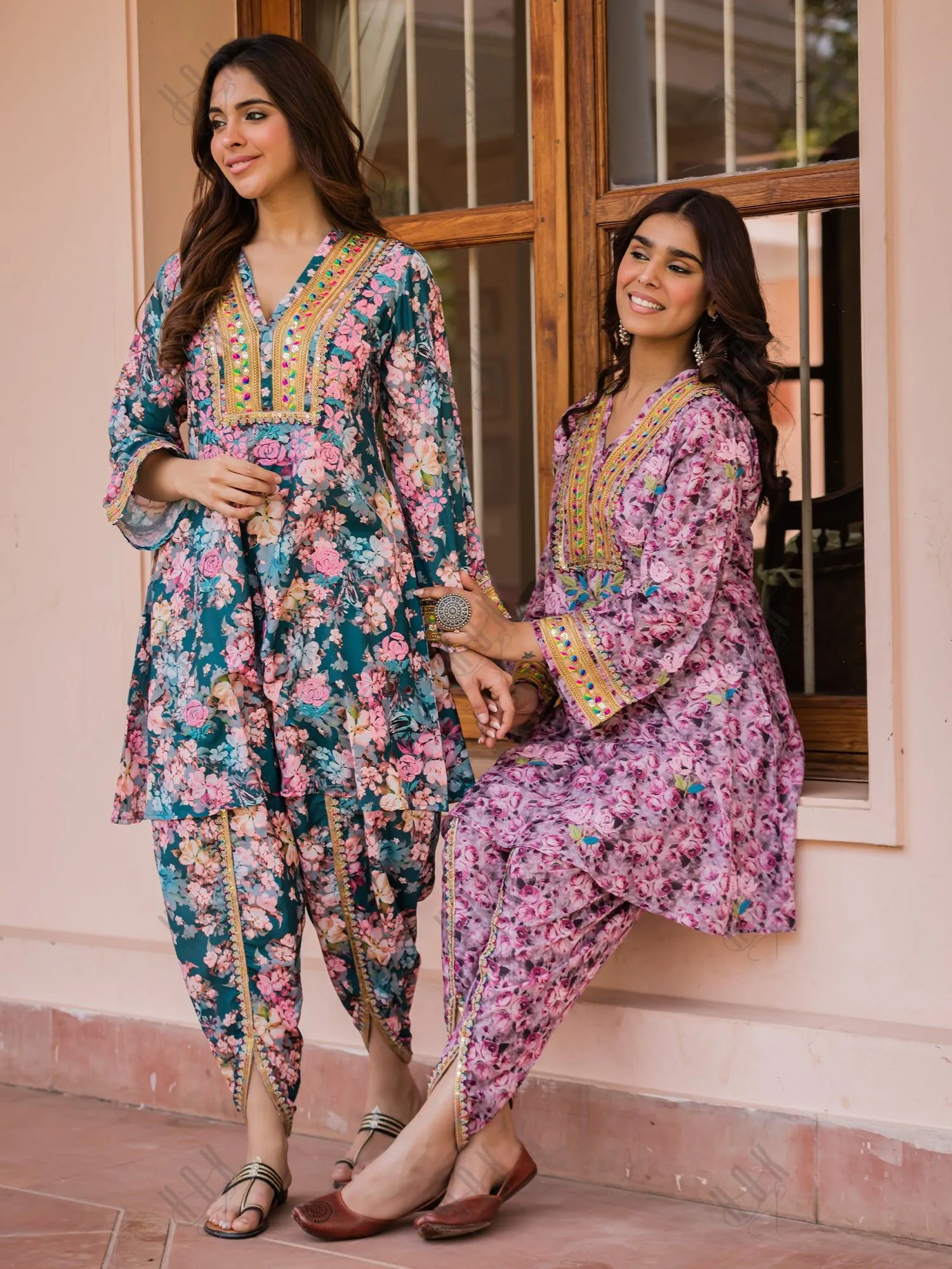 Saba Chikankari Kurta Set in Muslin Silk - Pink