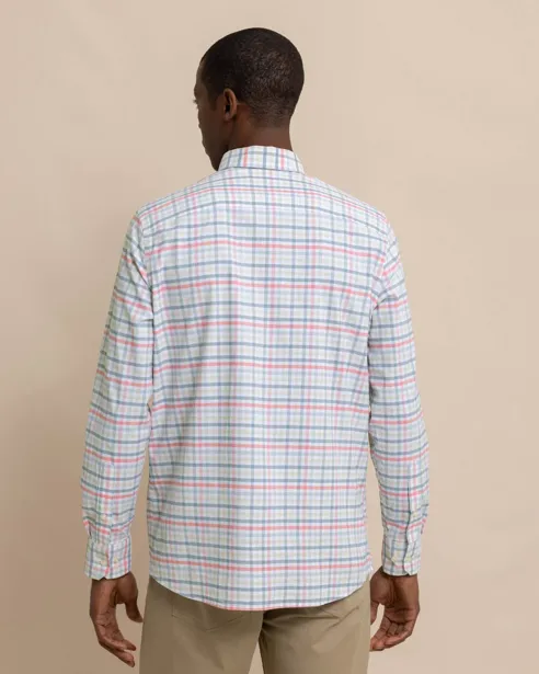 Southern Tide Coastal Passage Pelham Gingham Long Sleeve Sport Shirt - Geranium Pink