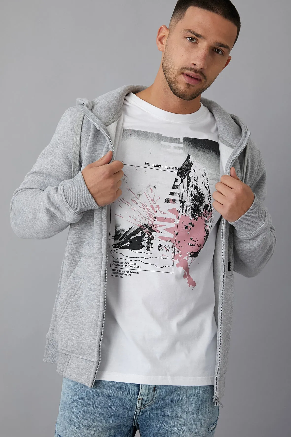 Summit Printed crew neck t-shirt in optic White