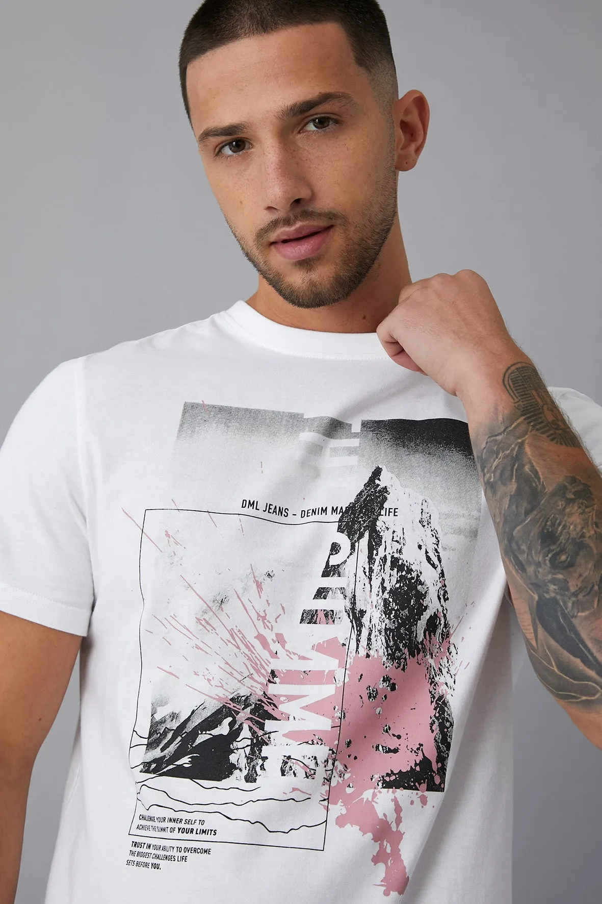 Summit Printed crew neck t-shirt in optic White