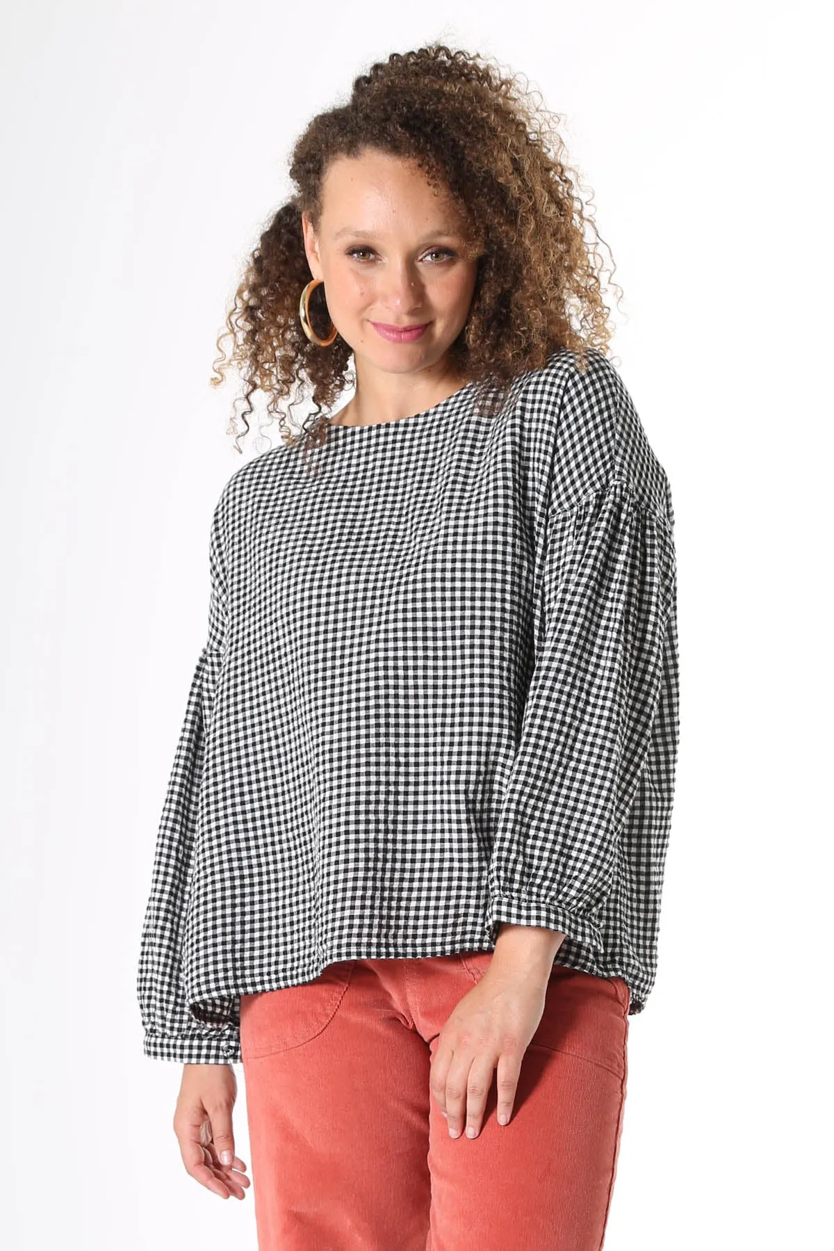 Suzanna Classic Blouse Black in Seersucker