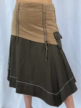 Vintage 90s Jacqueline Riu Asymmetric Midi Khaki Skirt Size L/XL