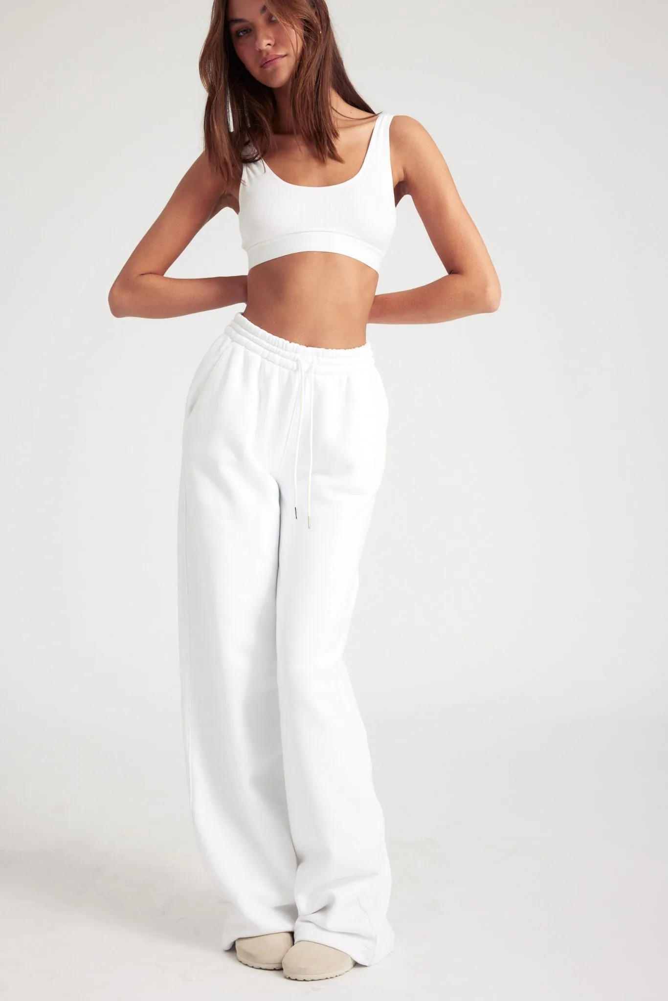 White Cotton Baggy Athletic Sweatpants